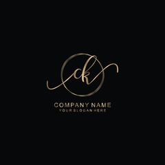 CK Initial handwriting logo template vector