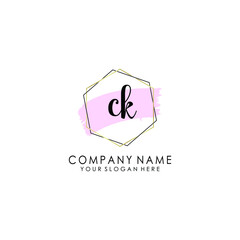 CK Initial handwriting logo template vector