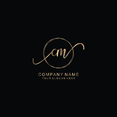 CM Initial handwriting logo template vector
