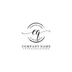 CQ Initial handwriting logo template vector
