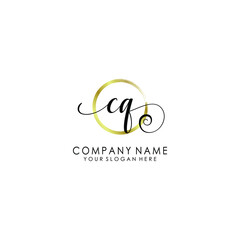 CQ Initial handwriting logo template vector
