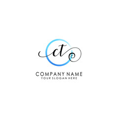 CT Initial handwriting logo template vector