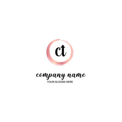 CT Initial handwriting logo template vector
