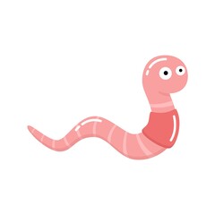 Fototapeta premium Cartoon crazy worm isolated on a white background cute cartoon character