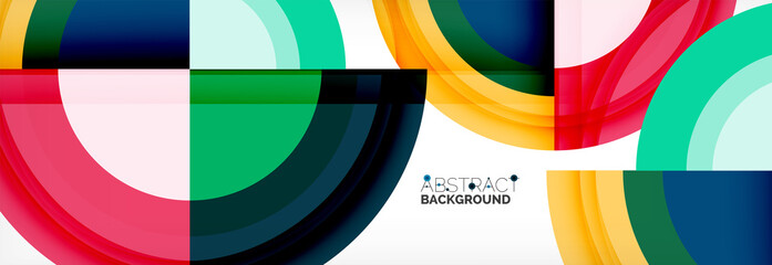 Round shapes, triangles and circles. Modern abstract background