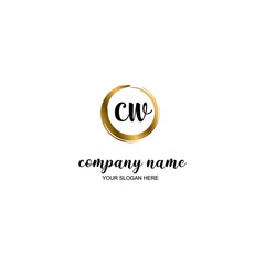 CW Initial handwriting logo template vector