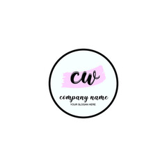 CW Initial handwriting logo template vector