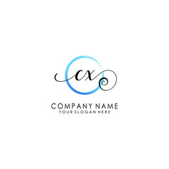 CX Initial handwriting logo template vector