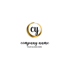 CY Initial handwriting logo template vector
