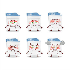 Bill paper cartoon character with various angry expressions