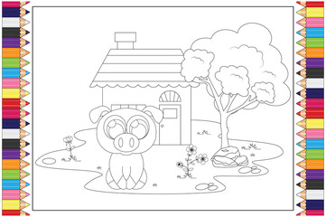 Naklejka premium coloring cute animal for kids, simple vector illustration