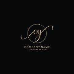 CY Initial handwriting logo template vector