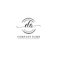 DA Initial handwriting logo template vector