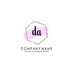 DA Initial handwriting logo template vector