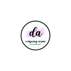DA Initial handwriting logo template vector