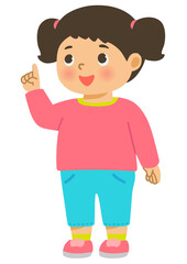 人差し指で上をさす女の子