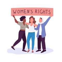 Women rights flat color vector faceless characters. Girls empowerment. Free from discrimination. Fighting for gender equality isolated cartoon illustration for web graphic design and animation