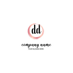 DD Initial handwriting logo template vector