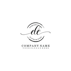 DE Initial handwriting logo template vector