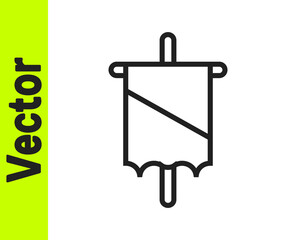 Black line Medieval flag icon isolated on white background. Country, state, or territory ruled by a king or queen. Vector.