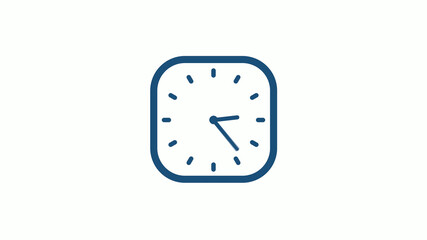Aqua dark 12 hours counting down clock icon on white background,clock icon