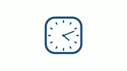 Aqua dark 12 hours counting down clock icon on white background,clock icon