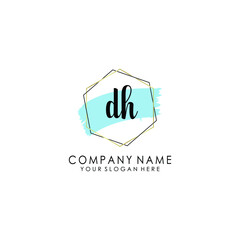 DH Initial handwriting logo template vector