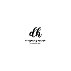 DH Initial handwriting logo template vector