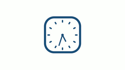 Aqua dark 12 hours counting down clock icon on white background,clock icon