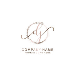 DJ Initial handwriting logo template vector
