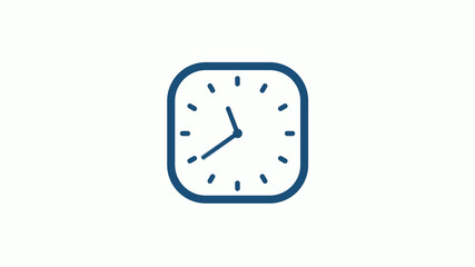 Aqua dark 12 hours counting down clock icon on white background,clock icon