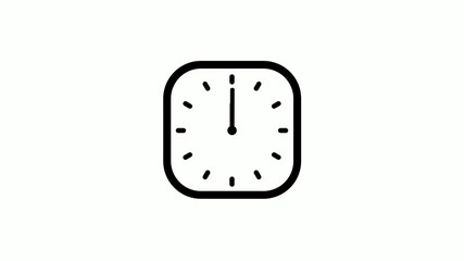 New black color counting down clock icon on white background,12 hours clock icon