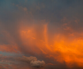 Dramatick sunset sky clouds.