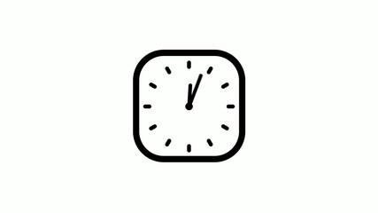 New black color counting down clock icon on white background,12 hours clock icon