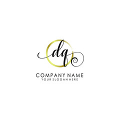 DQ Initial handwriting logo template vector
