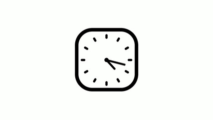 New black color counting down clock icon on white background,12 hours clock icon