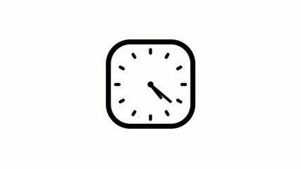 New black color counting down clock icon on white background,12 hours clock icon