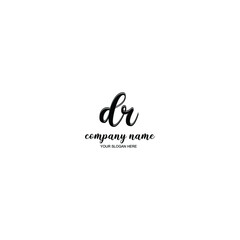 DR Initial handwriting logo template vector
