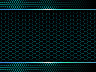 Hexagonal carbon fiber background with lines and highlights on a carbon grid. Hexagonal modern background design.