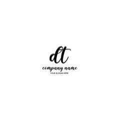 DT Initial handwriting logo template vector

