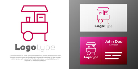 Logotype line Fast street food cart icon isolated on white background. Urban kiosk. Logo design template element. Vector. © Kostiantyn