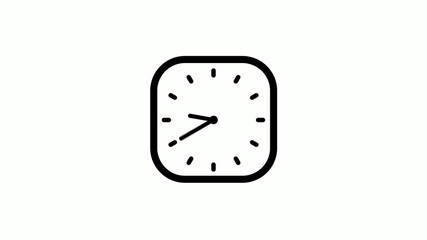 New black color counting down clock icon on white background,12 hours clock icon