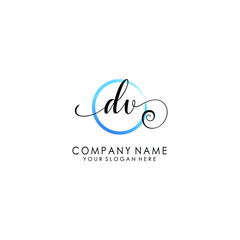 DV Initial handwriting logo template vector
