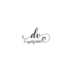 DV Initial handwriting logo template vector
