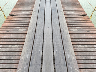 natural old weathered wood panel pathway bridge floor texture background.