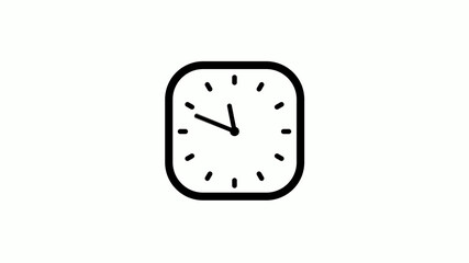 New black color counting down clock icon on white background,12 hours clock icon