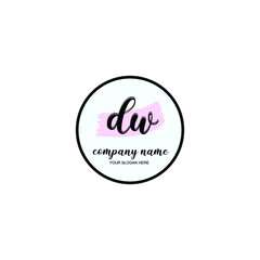 DW Initial handwriting logo template vector
