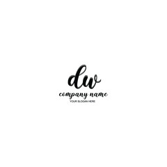 DW Initial handwriting logo template vector
