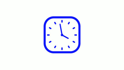 Amazing blue color 12 hours square clock icon on white background,clock icon