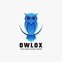 Vector Logo Illustration Owl Ox Gradient Colorful Style.